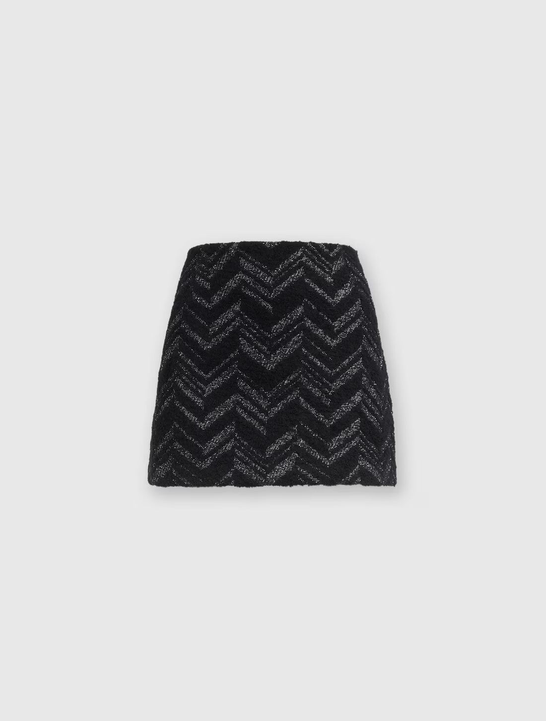 Minigonna bouclé con motivo chevron lamé