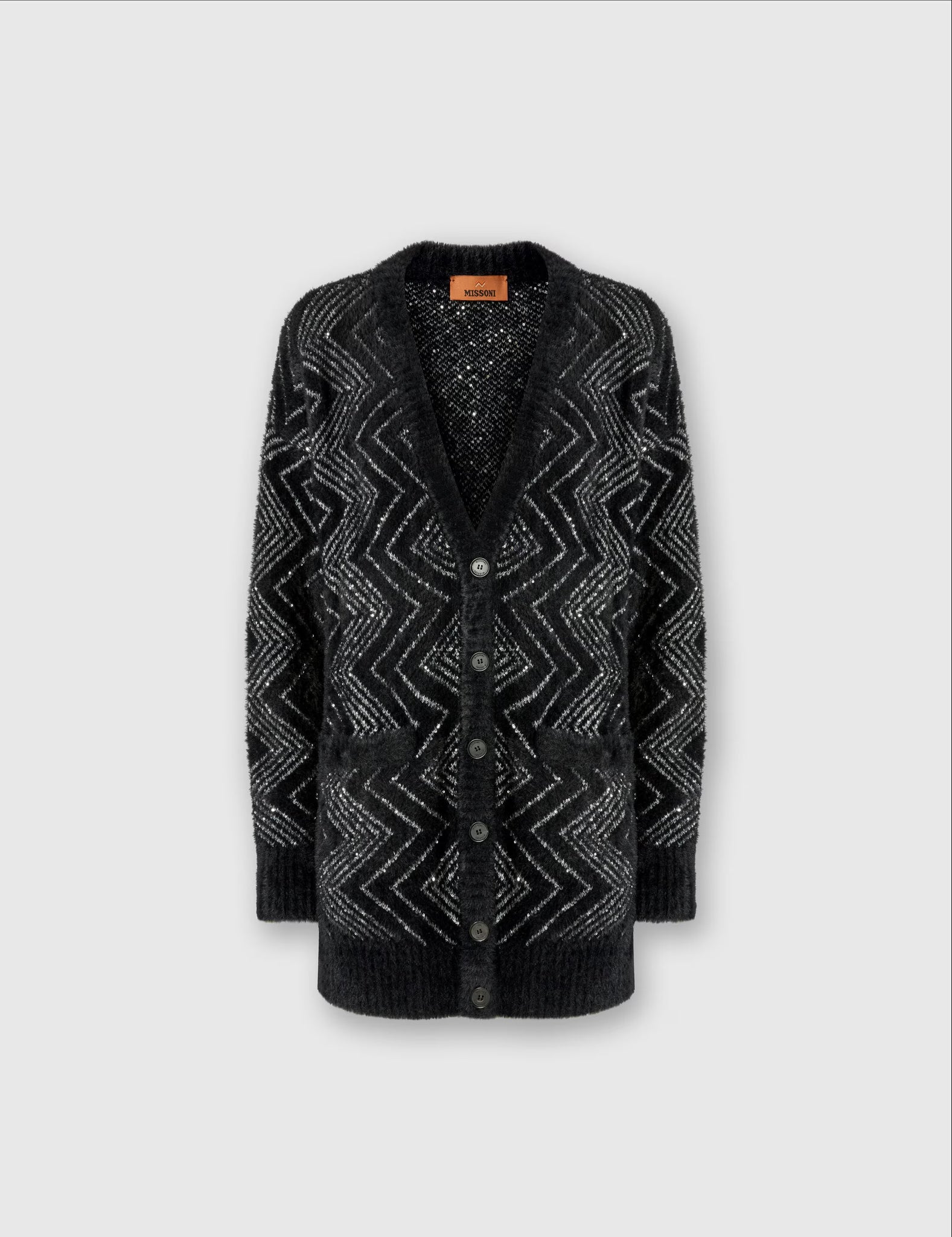 Cardigan oversize zig zag con paillettes