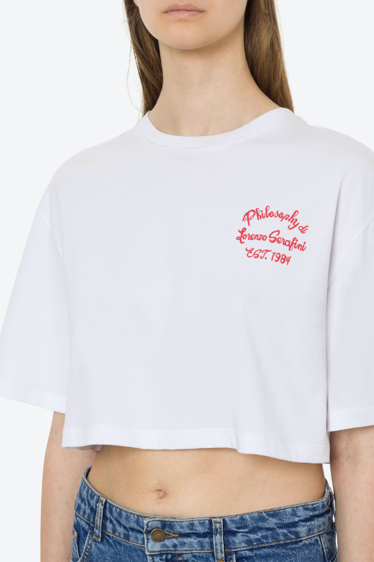 T-shirt Cropped Con Stampa Logo