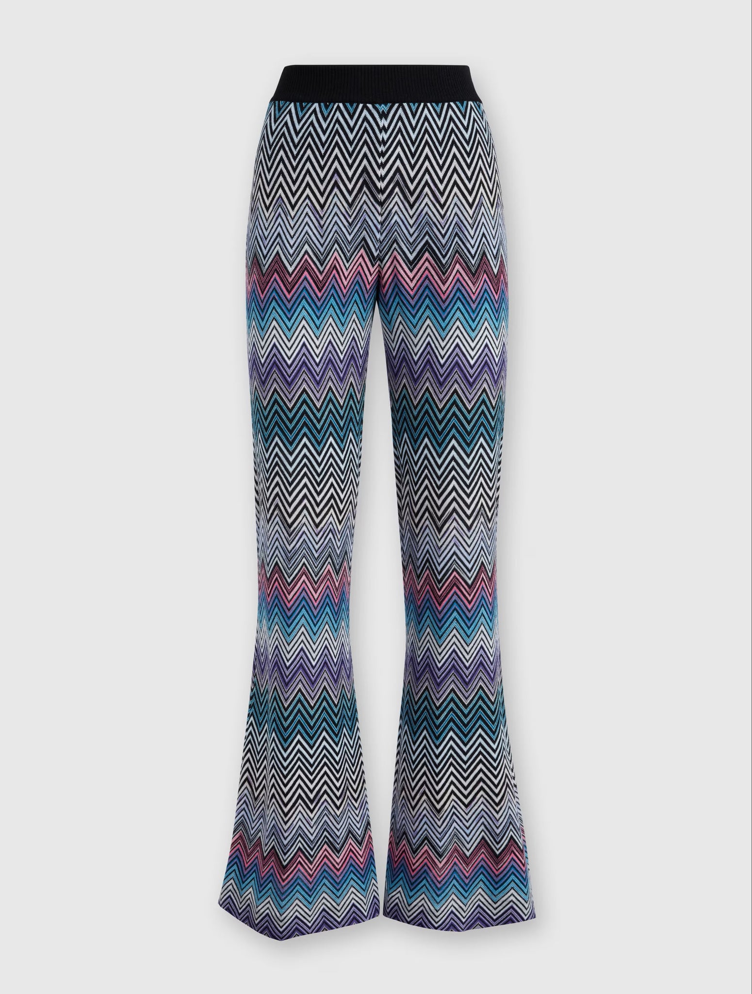 Pantaloni flare in lana zig zag