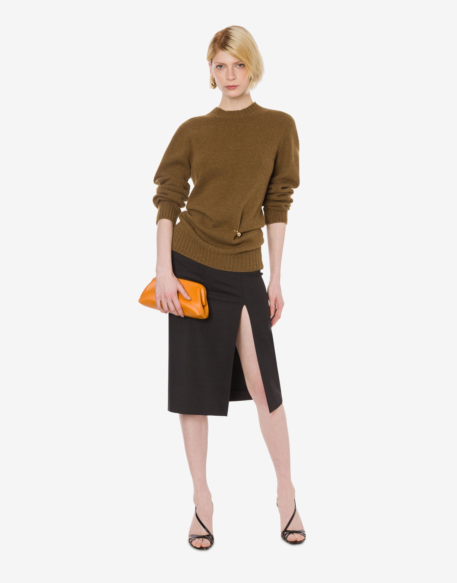 Maglione in misto lana e cashmere con piercing-ball